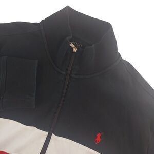 Polo Ralph Lauren‎ Mens XL Black Red White Striped Long Sleeve Full Zip Jacket